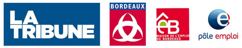 logos La Tribune, Ville de Bordeaux, Maison de l’Emploi de Bordeaux, Pôle emploi